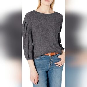 Daily Ritual Women's Loose Cozy Drop Shoulder 3/4 Sleeve Size Small Black Marl